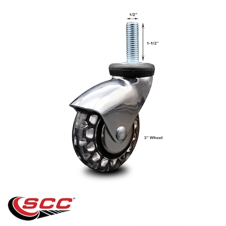 Service Caster 3 Inch Bright Chrome Hooded Polyurethane 1/2 Inch Threaded Stem Caster SCC SCC-TS03S310-PPUBD-BC-121315